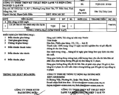 Dự án NOC Đồng Nai - HẠNG MỤC BẢO TRÌ VẬN HÀNH MÁY CHO DỰ ÁN EAGLE