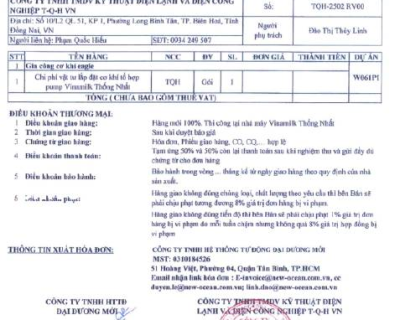Dự án NOC TP. HCM - HẠNG MỤC LẮP ĐẶT CƠ KHÍ TỔNG HỢP PUMP VINAMILK THỐNG NHẤT