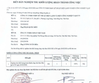 DỰ ÁN COPAN VIỆT NAM | KCN YÊN PHONG - BẮC NINH | HẠNG MỤC CUNG CẤP DẦU MỠ BÔI TRƠN CÔNG NGHIỆP