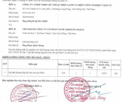 DỰ ÁN ĐAKAI LÂM ĐỒNG | HẠNG MỤC LẮP ĐẶT ĐƯỜNG ỐNG KHÍ NÉN CAO ÁP 40BAR